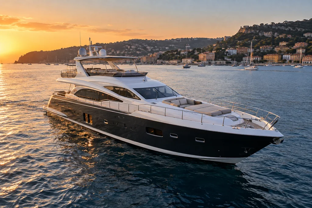 Un yacht à moteur choisi autour de votre journée niçoise